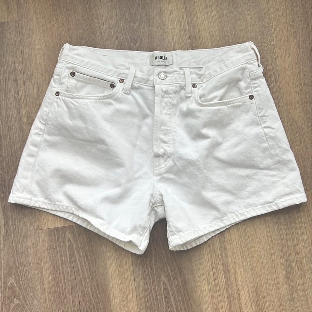 Agolde White Jean Shorts